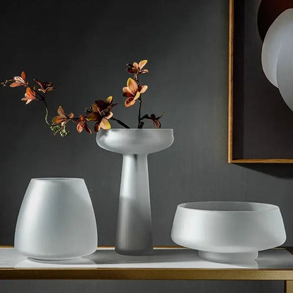 Nordic matte bronze frosted glass vase living room table decor