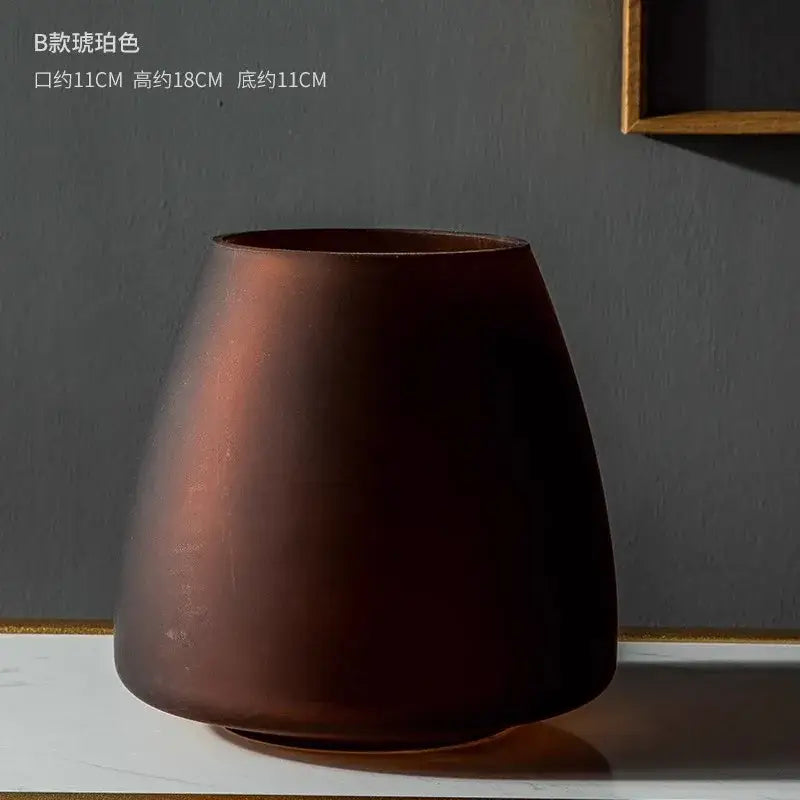 Nordic matte bronze frosted glass vase living room table decor