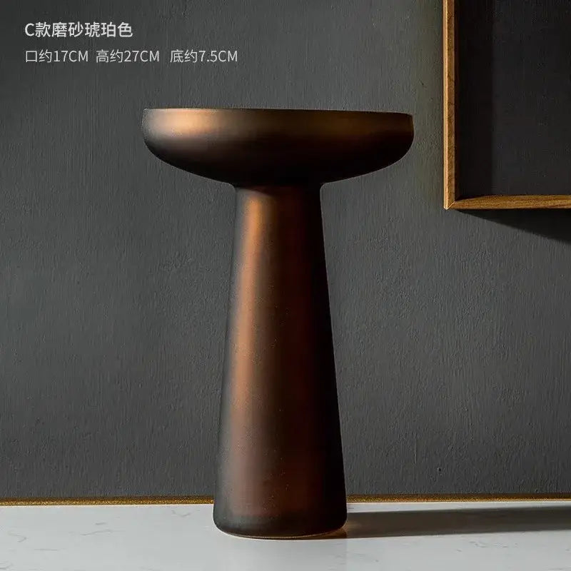 Nordic matte bronze frosted glass vase living room table decor