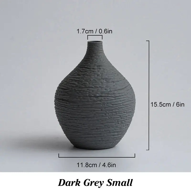 Nordic luxury textured white ceramic vase for living room decor