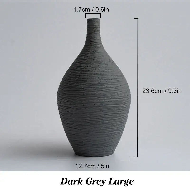 Nordic luxury textured white ceramic vase for living room decor