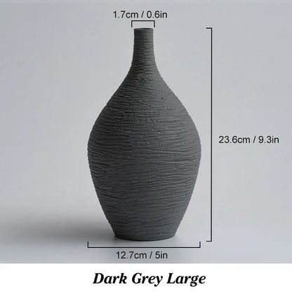 Nordic luxury textured white ceramic vase for living room decor