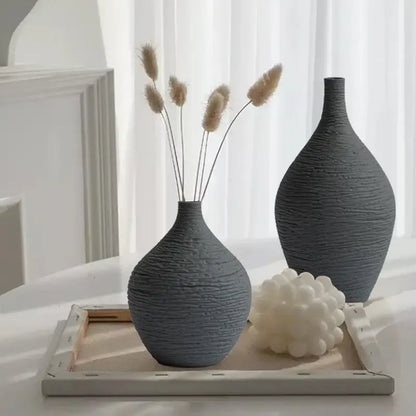 Nordic luxury textured white ceramic vase for living room decor