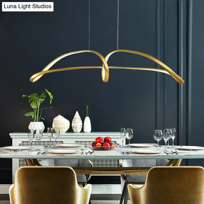 Modern gold plated twist pendant light dining room suspension lamp