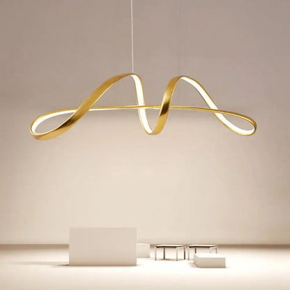 Modern gold plated twist pendant light dining room suspension lamp