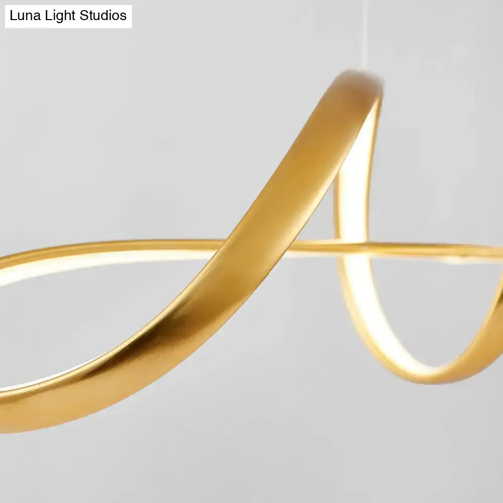 Modern gold plated twist pendant light dining room suspension lamp