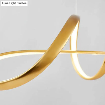 Modern gold plated twist pendant light dining room suspension lamp