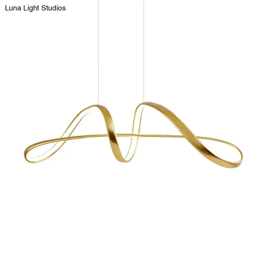 Modern gold plated twist pendant light dining room suspension lamp