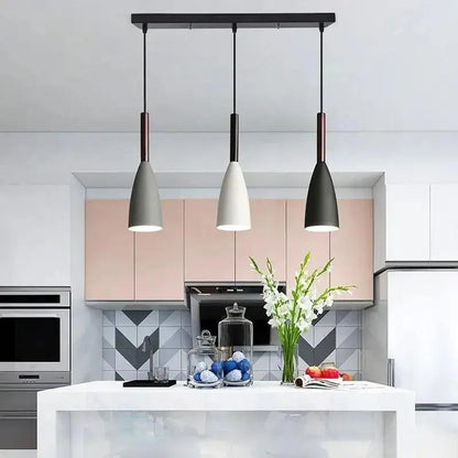Nordic minimalist black white and gray kitchen island pendant light