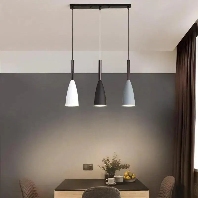 Nordic minimalist black white and gray kitchen island pendant light