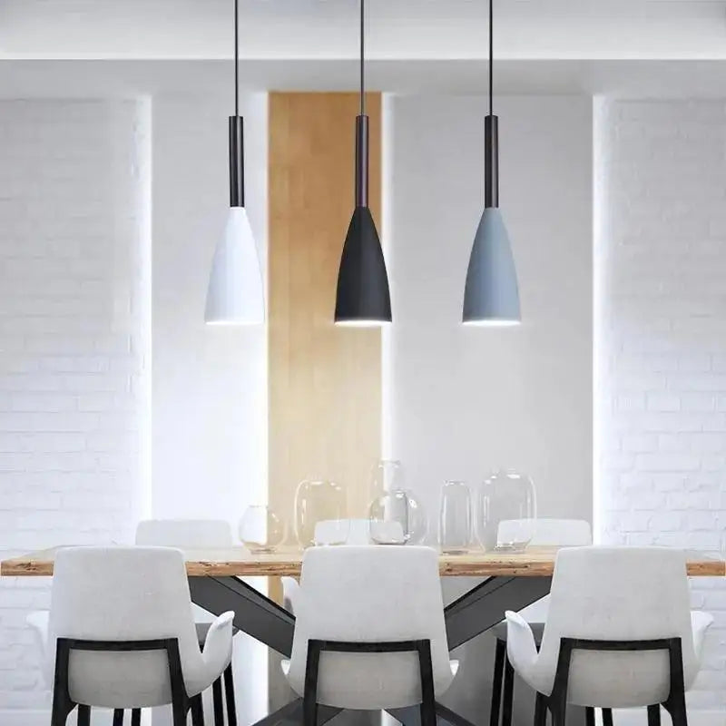 Nordic minimalist black white and gray kitchen island pendant light