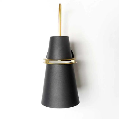 Minimalist blue and brass wall lamp – bedroom conical sconce