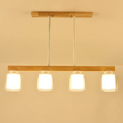 Nordic modern wood island pendant kitchen glass hanging light