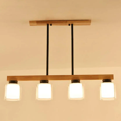 Nordic modern wood island pendant kitchen glass hanging light