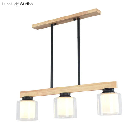 Nordic modern wood island pendant kitchen glass hanging light