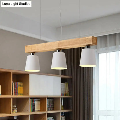 Nordic modern wood pendant light with metal lampshade for kitchen