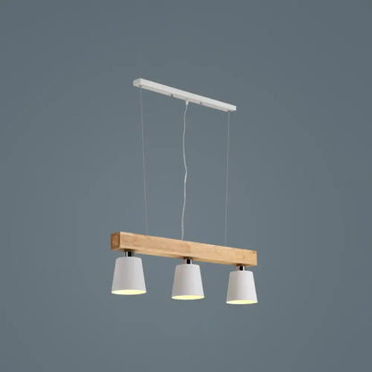 Nordic modern wood pendant light with metal lampshade for kitchen