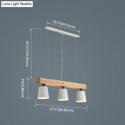 Nordic modern wood pendant light with metal lampshade for kitchen