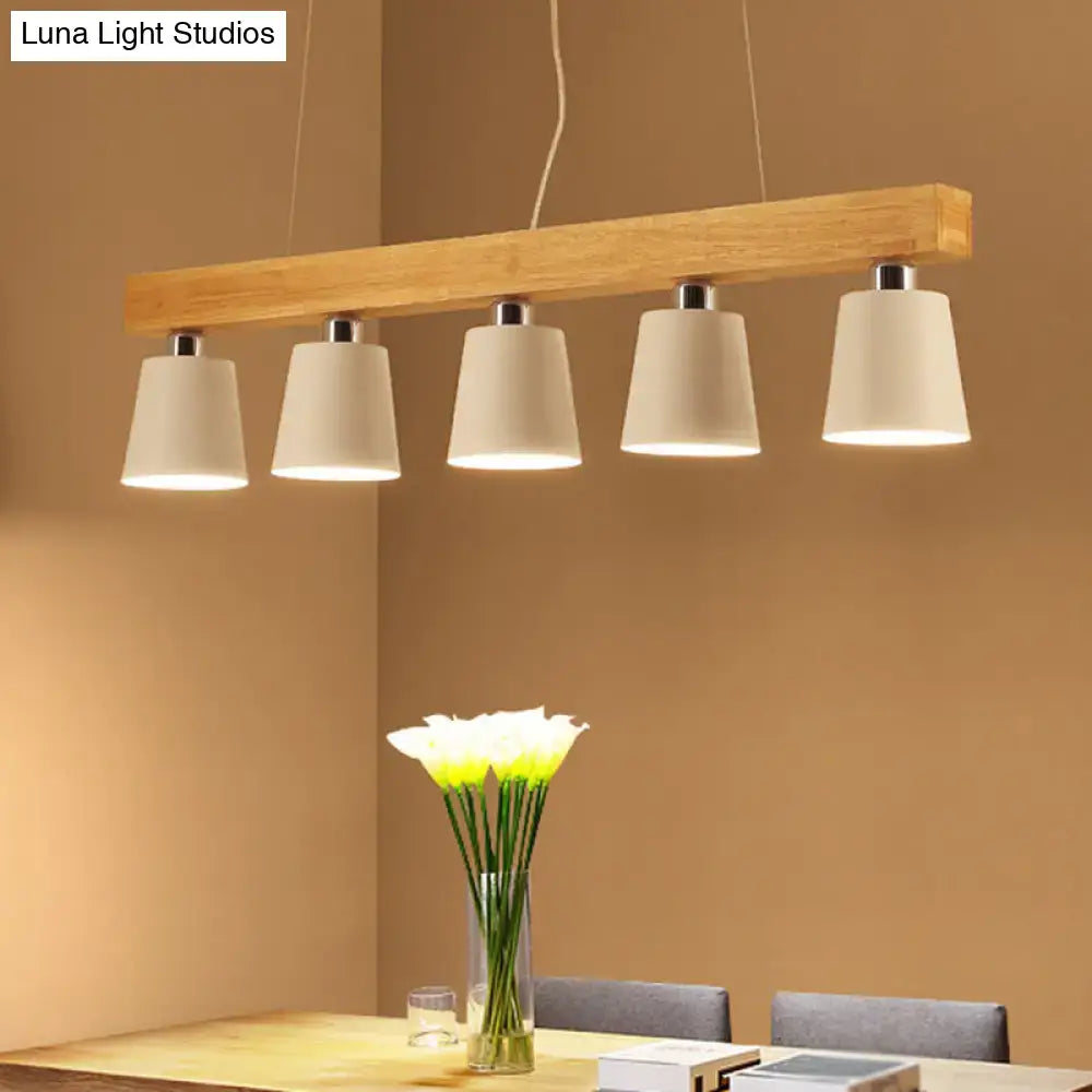 Nordic modern wood pendant light with metal lampshade for kitchen