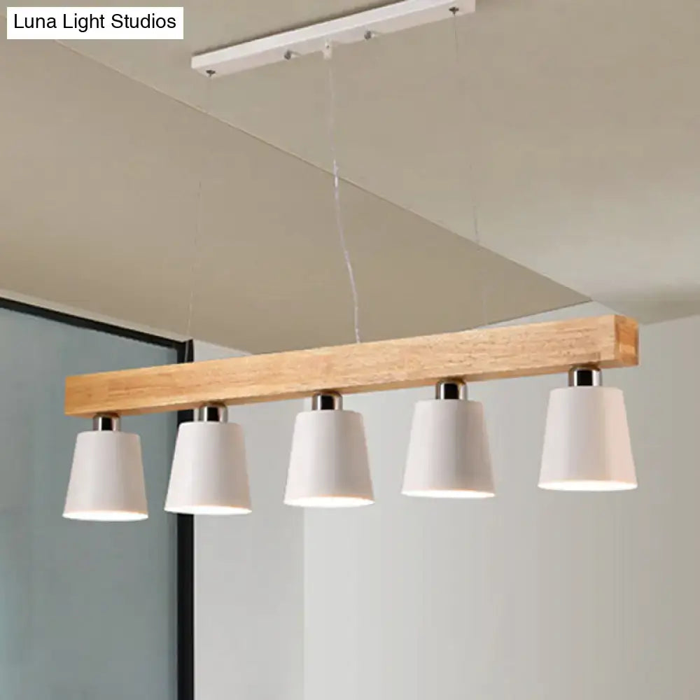 Nordic modern wood pendant light with metal lampshade for kitchen