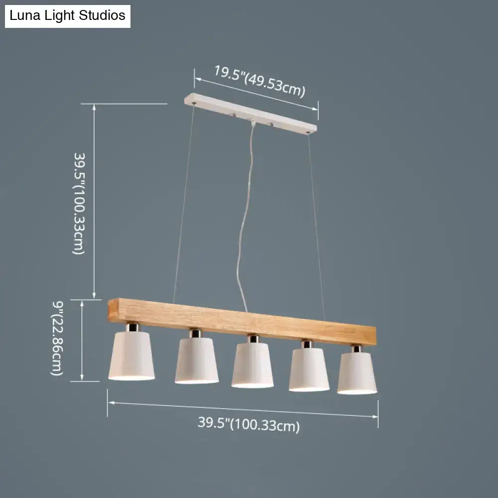 Nordic modern wood pendant light with metal lampshade for kitchen