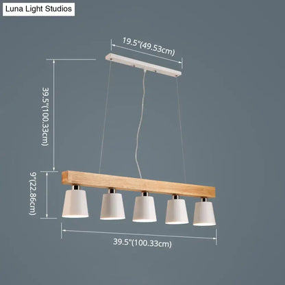 Nordic modern wood pendant light with metal lampshade for kitchen