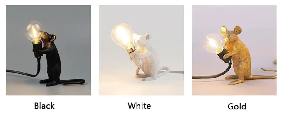 Golden mouse led table lamp bedroom animal decor