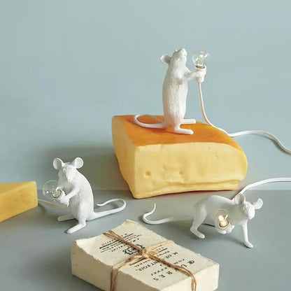 Golden mouse led table lamp bedroom animal decor
