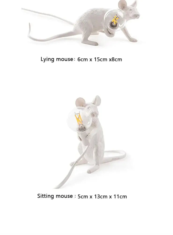 Golden mouse led table lamp bedroom animal decor