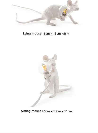 Golden mouse led table lamp bedroom animal decor