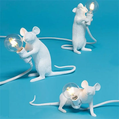 Golden mouse led table lamp bedroom animal decor