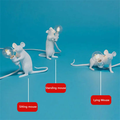 Golden mouse led table lamp bedroom animal decor