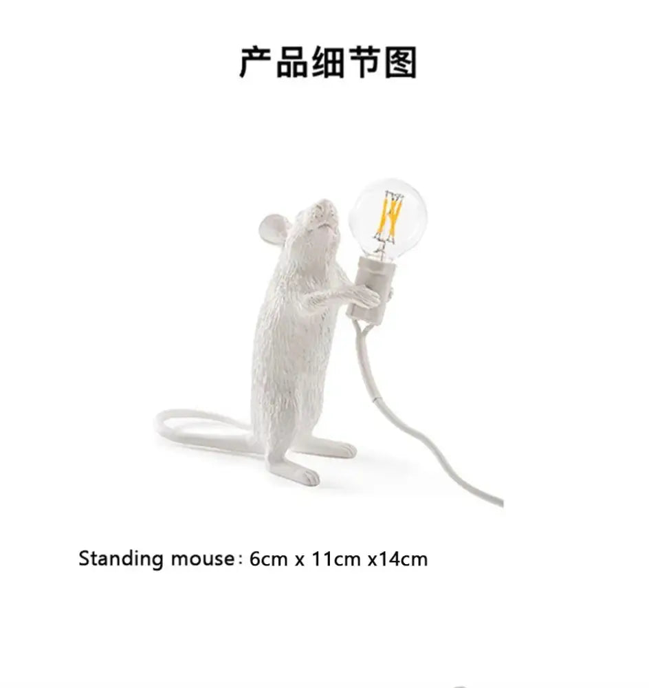 Golden mouse led table lamp bedroom animal decor
