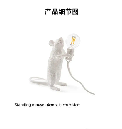 Golden mouse led table lamp bedroom animal decor