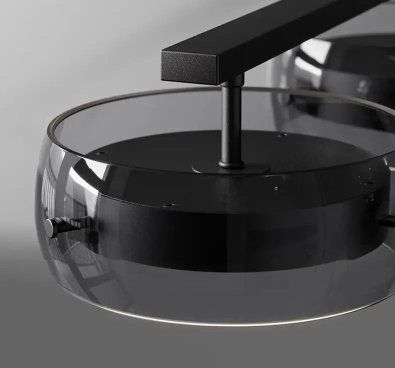 Modern black and chrome pendant lamp dining room five glass shades