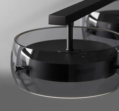 Modern black and chrome pendant lamp dining room five glass shades