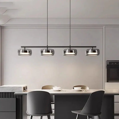 Modern black and chrome pendant lamp dining room five glass shades