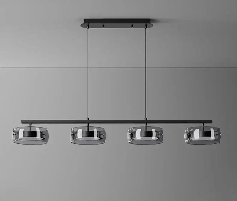 Modern black and chrome pendant lamp dining room five glass shades