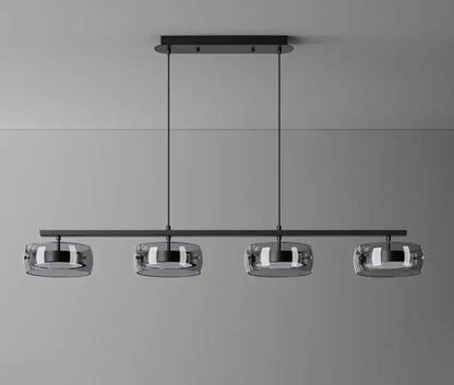 Modern black and chrome pendant lamp dining room five glass shades