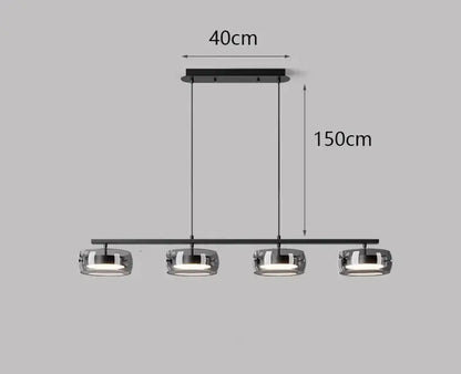 Modern black and chrome pendant lamp dining room five glass shades