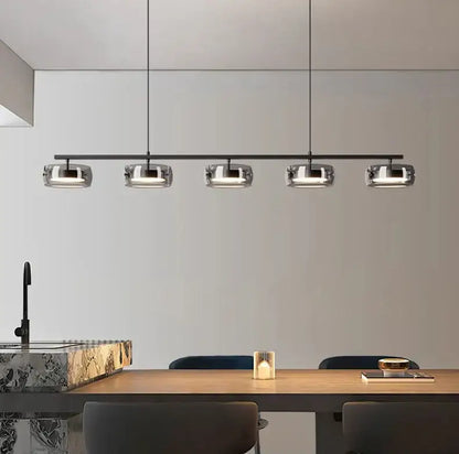Modern black and chrome pendant lamp dining room five glass shades