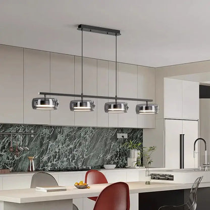 Modern black and chrome pendant lamp dining room five glass shades
