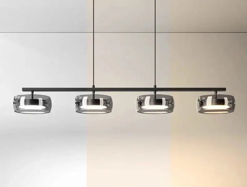 Modern black and chrome pendant lamp dining room five glass shades