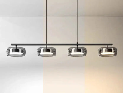 Modern black and chrome pendant lamp dining room five glass shades