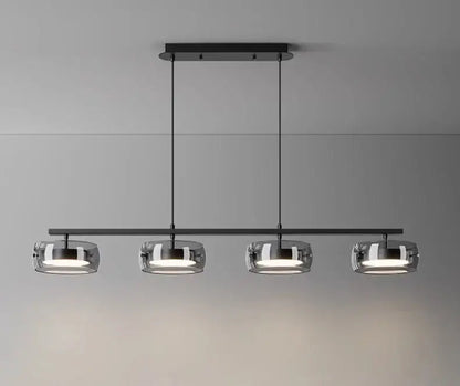 Modern black and chrome pendant lamp dining room five glass shades