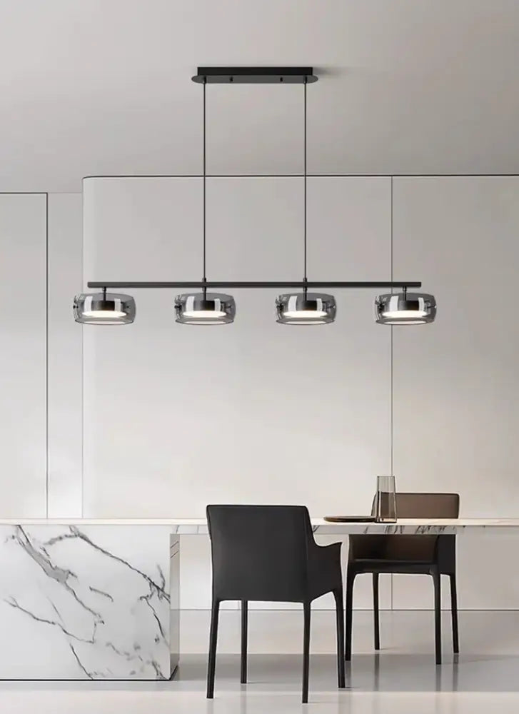 Modern black and chrome pendant lamp dining room five glass shades