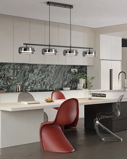 Modern black and chrome pendant lamp dining room five glass shades