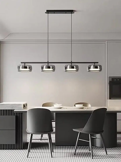 Modern black and chrome pendant lamp dining room five glass shades