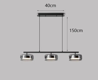 Modern black and chrome pendant lamp dining room five glass shades
