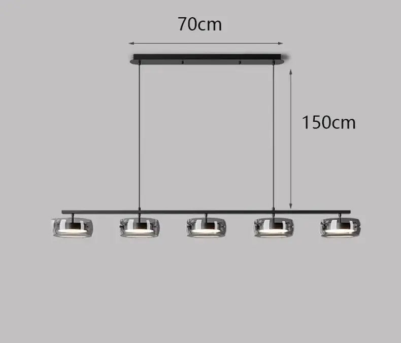 Modern black and chrome pendant lamp dining room five glass shades